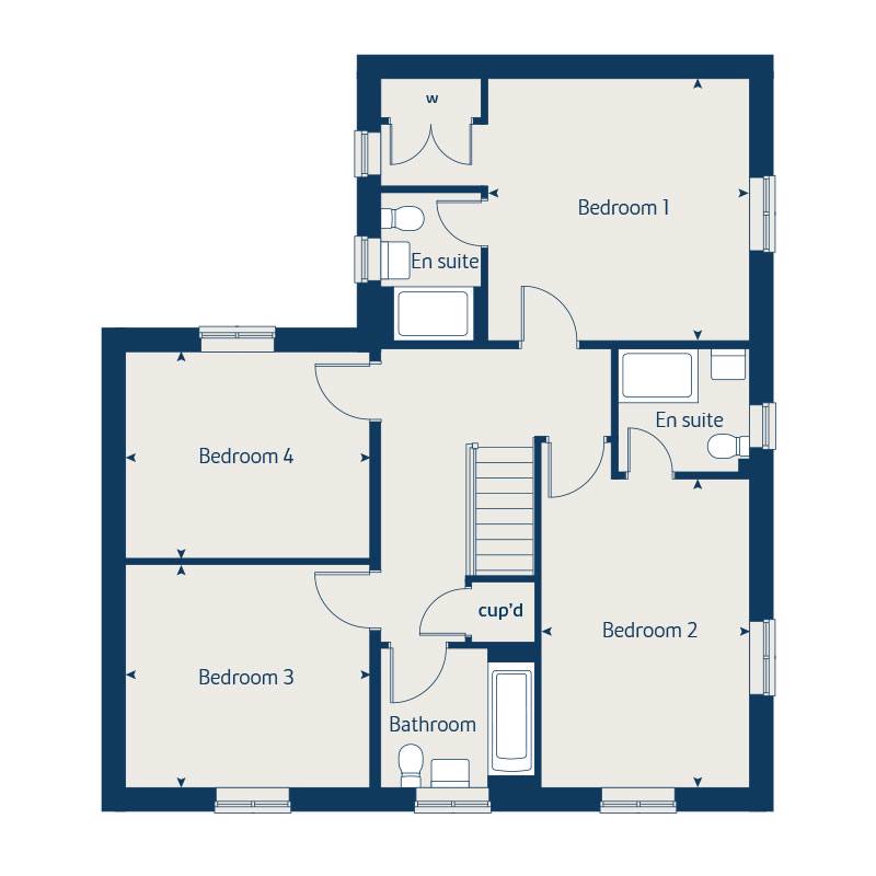 First floor floorplan of The 4 Bedroom detached house at Fernleigh Park